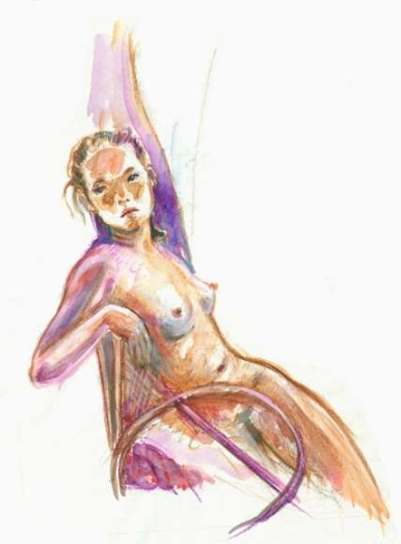 Nude in Rattan Chair